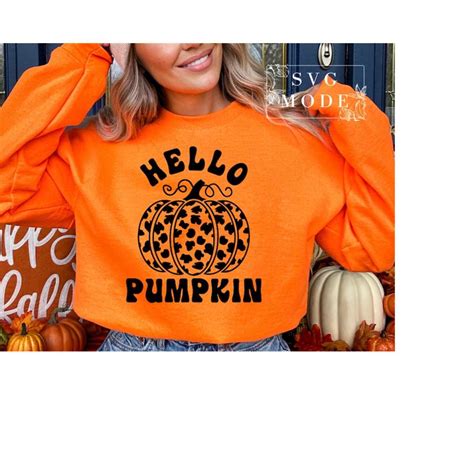 Hello Pumpkin Svg Png Fall Svg Halloween Svg Leopard Prin Inspire