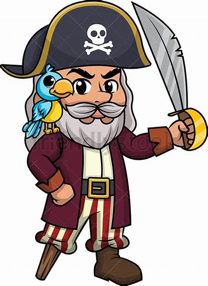 Pirate Cartoon Clipart Clip Vector Pirates Parrot