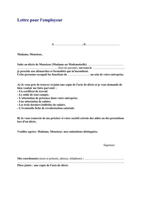 Modelé De Lettre Pour Lemployeur Doc Pdf Page 1 Sur 1
