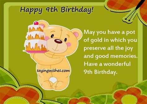 9th Birthday Wishes Quotes Messages For Baby Girl And Boy