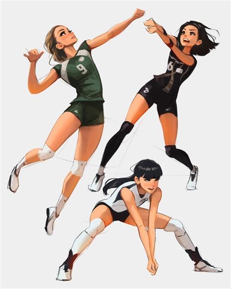 Volleyball Pose Sheet An Art Print By Sam Yang Dibujo De Voleibol Deportes Dibujos Arte De