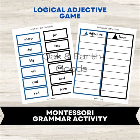 Montessori Logical Adjective Game Adjective Lesson For Kids Montessori