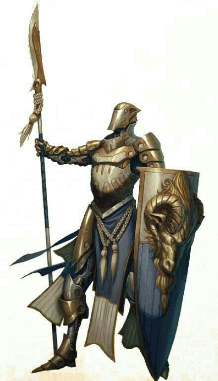 Fighter Knight With Polearm And Shield Pathfinder Pfrpg Dnd Dandd D20
