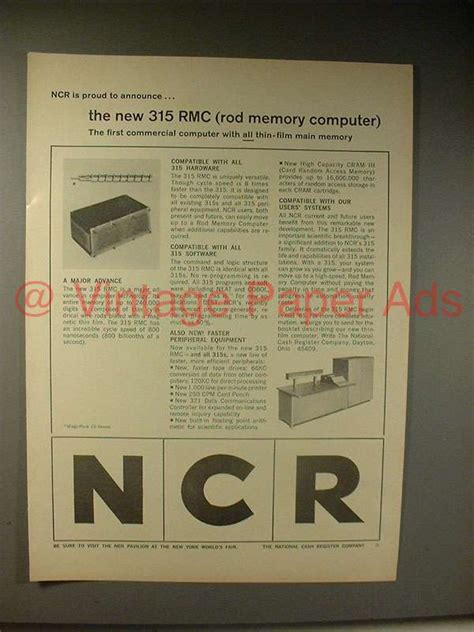 1964 Ncr 315 Rmc Rod Memory Computer Ad