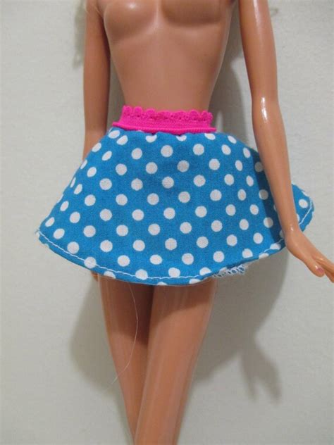 Items Similar To Barbie Doll Clothing Vintage Mini Skirt Blue And White Polka Dot On Etsy