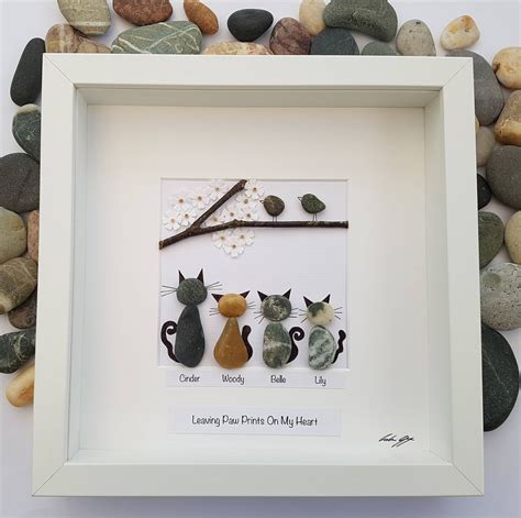 Pebble art cat mothers day gift for mom engagement gift unique | Etsy in 2020 | Unique birthday ...
