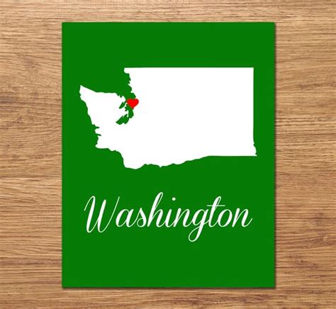 Washington Art Print Washington Map State Wall Art Etsy