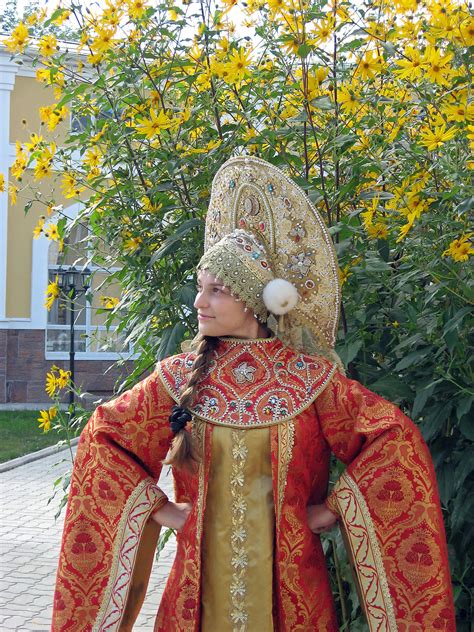 Traditional Native Clothing And Kokoshnik Head Dress Russian Russian