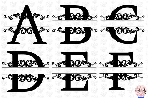 Split Letters Monogram A To Z Svg Eps Dxf Png File