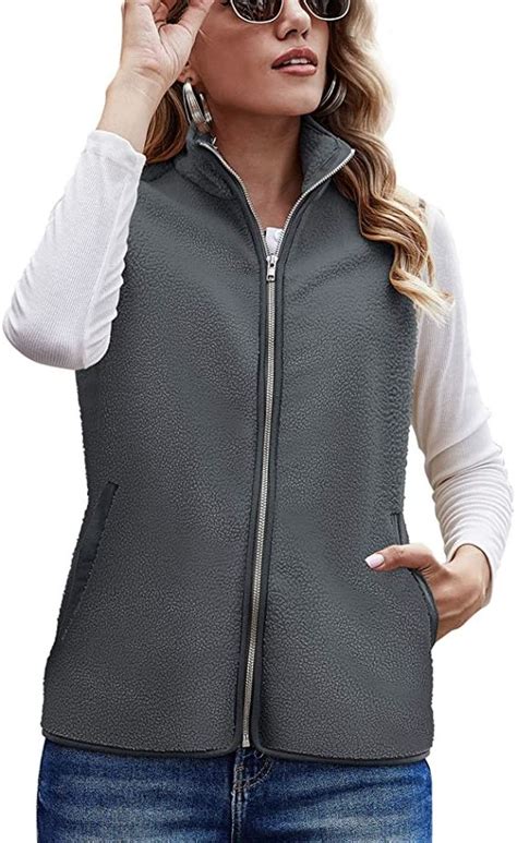 romanstii fleece vest for women sleeveless lightweight soft sherpa vest with pockets zip up