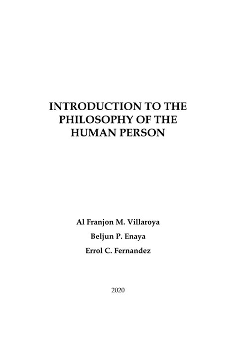 Pdf Introduction To The Philosophy Of The Human Person Chapter 4 The