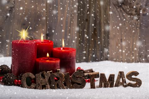 Wallpaper Red Snow Winter Candles Christmas Holiday Weather