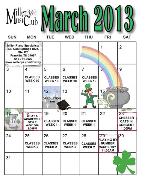 March Calendar Of Events Miller Piano Specialists Nashvilles Home