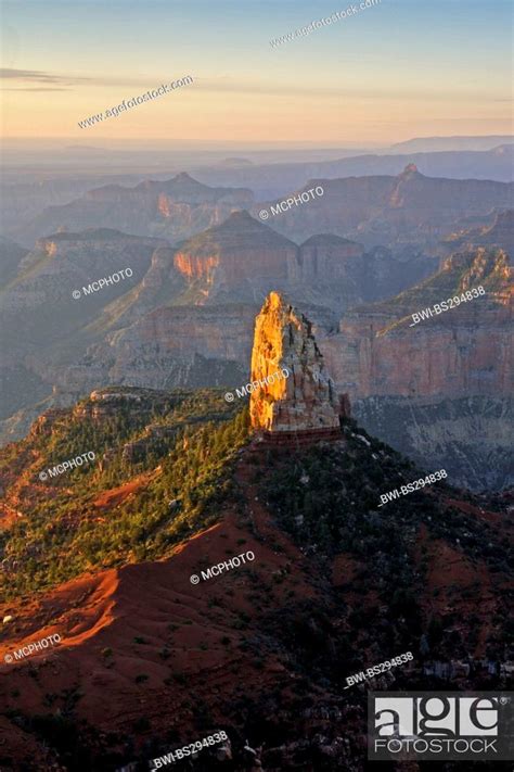 View From Grand Canyon North Rim To Mount Hayden At Sunrise Point