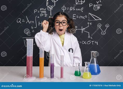 Happy Scientist Child Celebrating An Idea Stock Photo Image Of