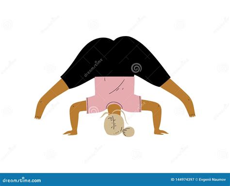 Plump Woman In Wide Legged Forward Bend Pose Curvy Girl Practicing