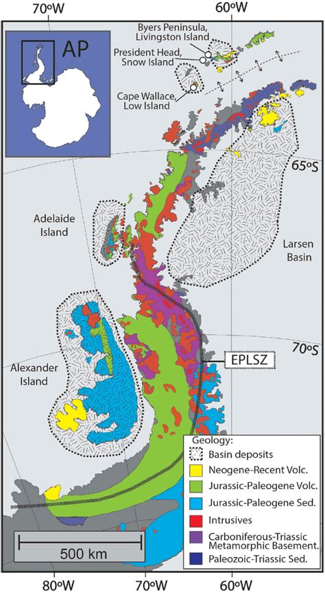 Geological Map Of The Antarctic Peninsula Showing The Distribution Of