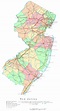 Large detailed administrative map of New Jersey state with highways ...