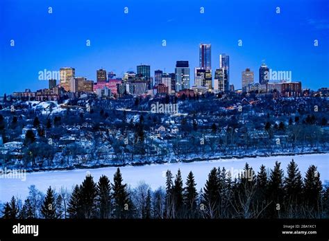 City Skyline Winter Edmonton Alberta Canada Stock Photo Alamy