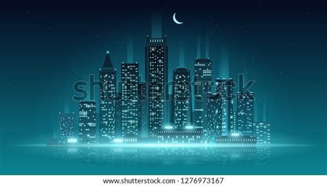 Night City Background Stock Vector Royalty Free 1276973167
