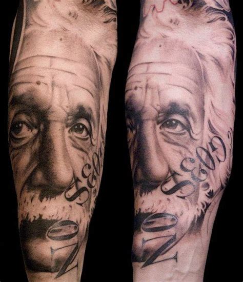 Black And Gray Einstein Portrait By Lippo Tattoo Tattoos Black And