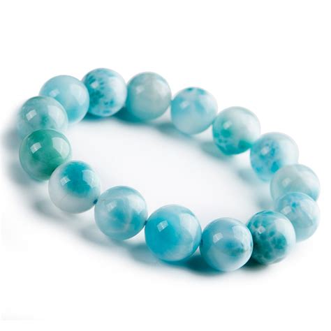 14mm 100 Natural Blue Larimar Gemstone Round Beads Bracelet Wate