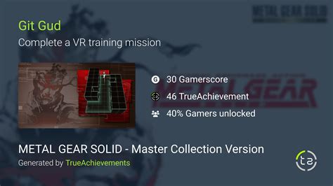 Git Gud Achievement In Metal Gear Solid Master Collection Version