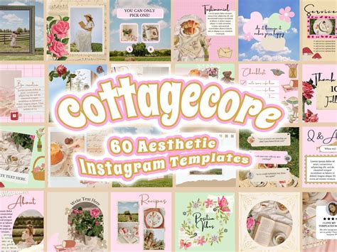 Cottagecore Instagram Templates Cottagecore Aesthetic 60 Instagram