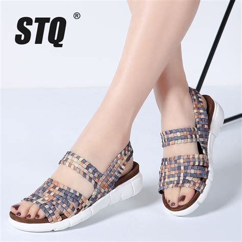 Stq 2019 Women Flat Sandals Shoes Women Woven Wedge Sandals Shoes