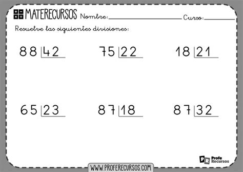 Fichas De Divisiones Para Primaria