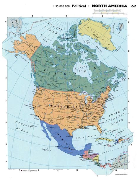 Large Detailed Political Map Of North America North America