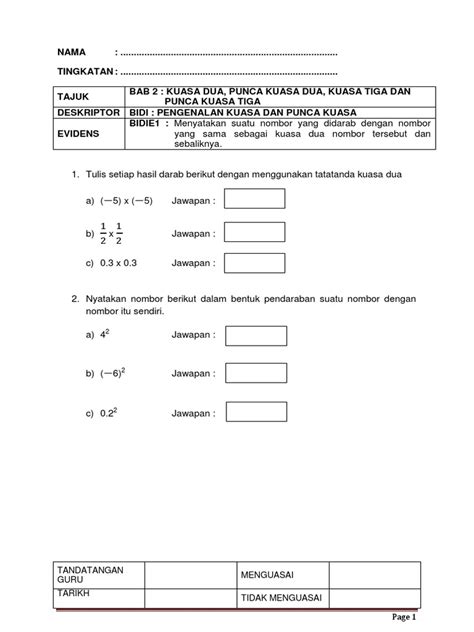 Matematik tingkatan 1 (bahasa malaysia). matematik Bab 2 Tingkatan 2