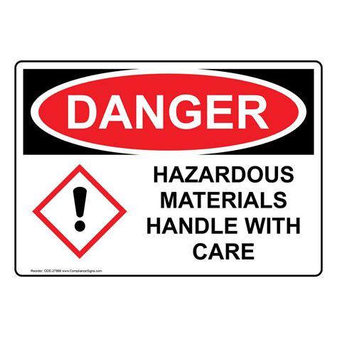 Hazardous Materials Handle With Care Sign Ode Hazmat Hazardous