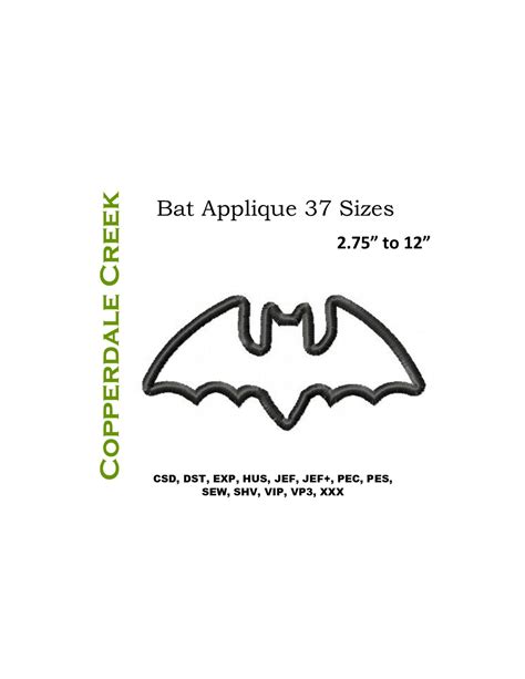 Bat Applique Embroidery Design Bat Applique Embroidery Etsy