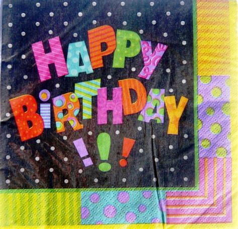 Happy Birthday Multicoloured Paper Party Napkins Serviettes 16 Pack