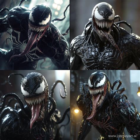 Realistic Spiderman And Venom Symbiote Movie Scene Midjourney Prompt