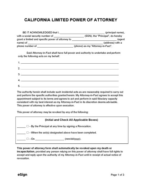 Free California Power Of Attorney Forms Pdf