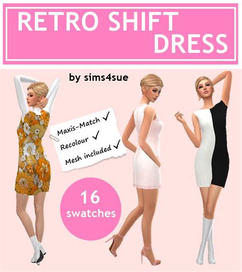 Maxis Match Recolours Download Retro Shift Dress Short Shift Dresses