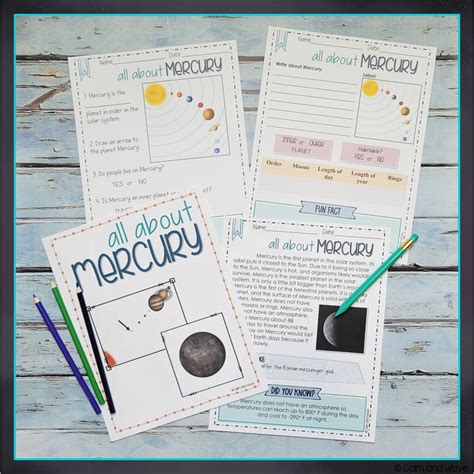 Free Planet Mercury Space Worksheets Calm And Wave