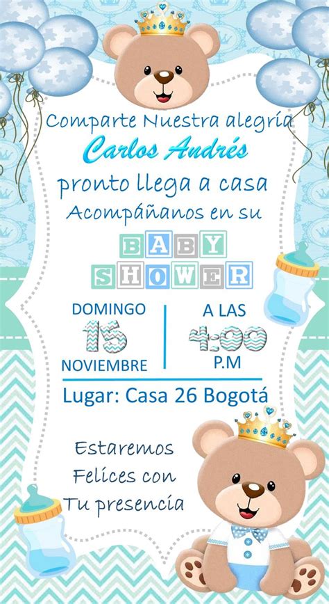 Invitación Para Baby Shower Osito Rey Baby Shower Invitaciones