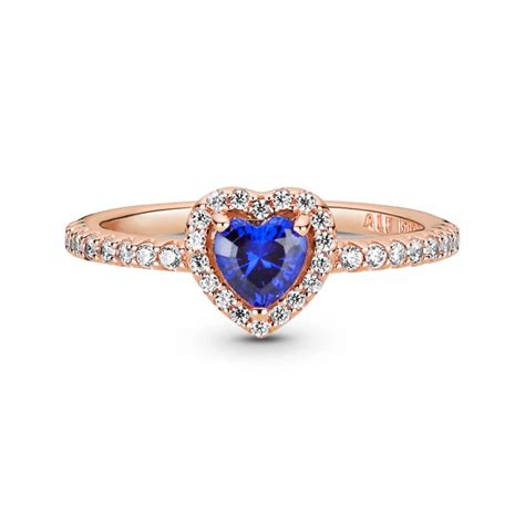 Pandora Rose™ Sparkling Blue Elevated Heart Crystal And Cz Ring