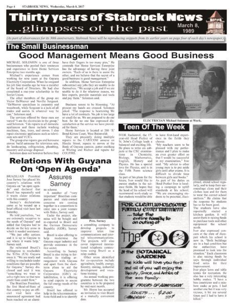 First Published MArch Stabroek News