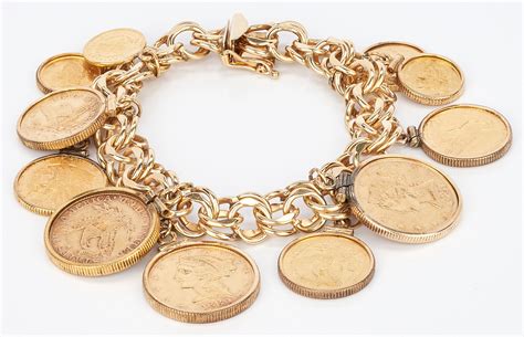 Lot 35 14k Gold Charm Bracelet 862 Grams Case Auctions