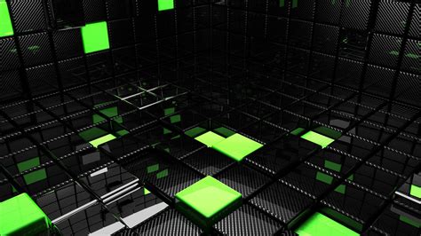 Download Wallpaper 1920x1080 Cube Square Green Black Space Full Hd 1080p Hd Background