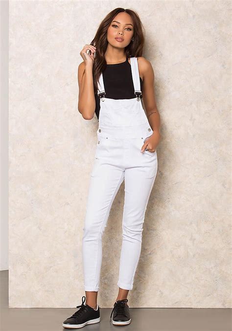 White Classic Denim Skinny Overalls Overalls Outfit Skinny Overalls
