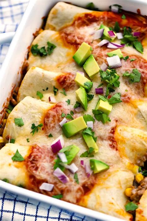 turkey enchiladas with black beans and corn bowl of delicious