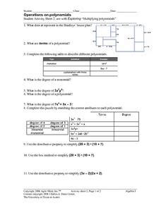 .and operations with polynomials worksheets related to adding and subtracting polynomials, dividing and multiplying polynomials, printable worksheets, pdf. Operations on Polynomials 2 Worksheet for 9th Grade ...