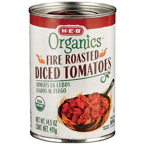 H E B Organics Fire Roasted Diced Tomatoes Shop Canned And Dried Food