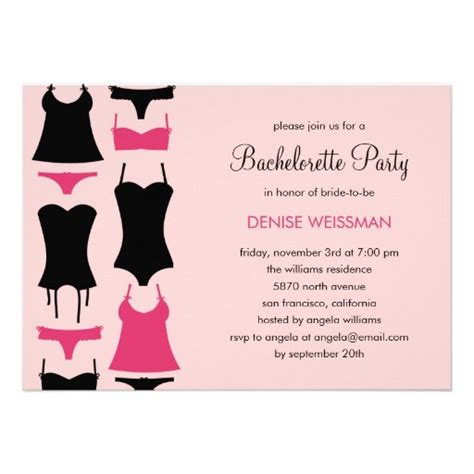 Pretty Lingerie Bachelorette Party Invitations 5 X 7 Invitation Card Zazzle