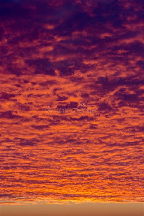 Sunrise Sky Covered With Colorful Clouds In Various Shades Dramatic